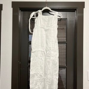 Dish Aisle white linen bow midi dress